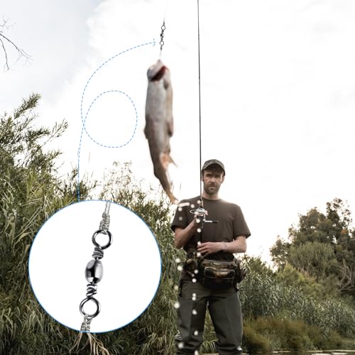 TIESOME 100Pcs Fishing Barrel Swivels, High Strength Carbon Steel Fishing Connector Swivels Freshwater Swivels Steel Hook Line Connector Rolling Fishing Swivels for Freshwater Fishing Accessories