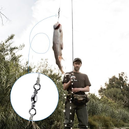 TIESOME 100Pcs Fishing Barrel Swivels, High Strength Carbon Steel Fishing Connector Swivels Freshwater Swivels Steel Hook Line Connector Rolling Fishing Swivels for Freshwater Fishing Accessories