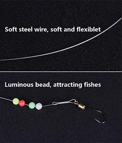 Dyxssm Fishing Hooks with Leader Rigging, Fishing Hook Line Stainless Steel Fishing Rigs Wire and Rig Hooks - size: 10#, style: Style-a: 2 Hooks Rig
