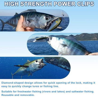280Pcs Fishing Power Clips, Fishing Speed Clips for Fishing Lure Quick Change, High Strength Stainless Steel Clips Snap Freshwater Saltwater Crankbait Popper Lure Connector Tackle (S:120, M:100, L:60)