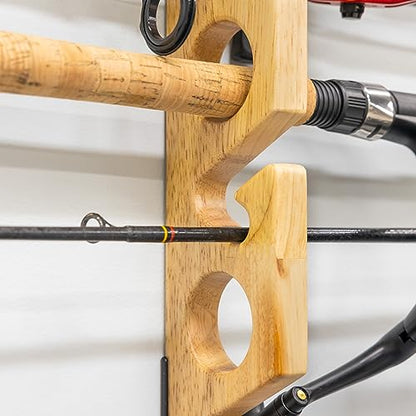StoreYourBoard Stillwater Fishing Pole Holders for Garage, Wall and Ceiling Storage Rack for Fishing Rods, Solid Wood Garage Organizer Holds 8 Rods or Combos up to 40 lbs
