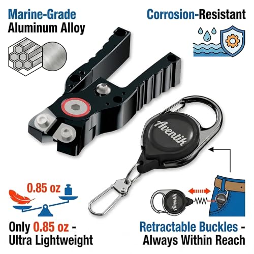 Fishing Line Cutter with Retractable Buckles, Tungsten Carbide Blade & Central Locking - Smooth, Corrosion-Resistant Cuts for Braid, Mono, Fluoro in Saltwater Fishing - style: Black-Fishing Line Cutter with Lock