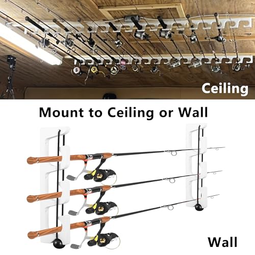 Wall Mount Fishing Rod Holders,3 Rod Holder Storage for Wall & Garage Storage Organizer Gear Equipment Gifts (Square Hole) - style: Thick style