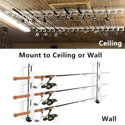 Wall Mount Fishing Rod Holders,3 Rod Holder Storage for Wall & Garage Storage Organizer Gear Equipment Gifts (Square Hole) - style: Thick style