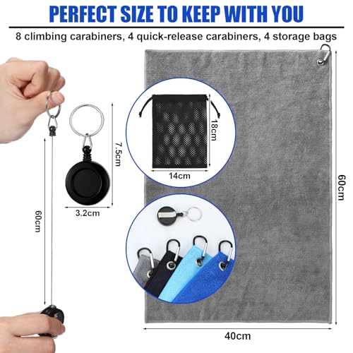 8 Pack Microfiber Fishing Towels with Clips and Retractable Buckles 16 x 24'' Absorbent Fishing Bait Towels with Storage Bag for Fly Kayaking Hiking Boating Kayaking Camping Hiking