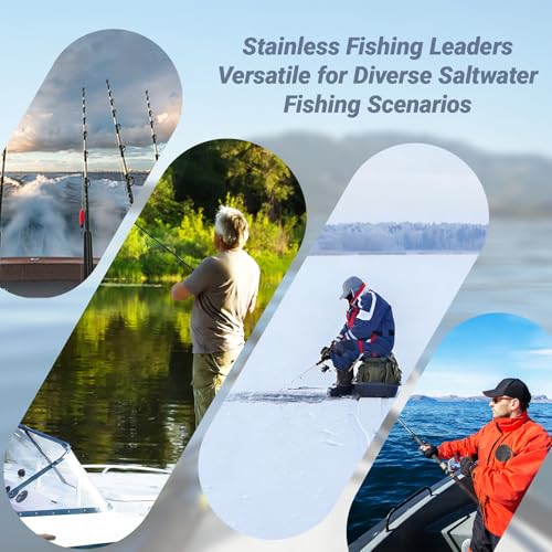 AMYSPORTS Freshwater Rigs Fishing Leaders Saltwater Heavy Duty Fishing Leader Stainless Rig Swivels Wire Leader Lure Black Nickel 60pcs