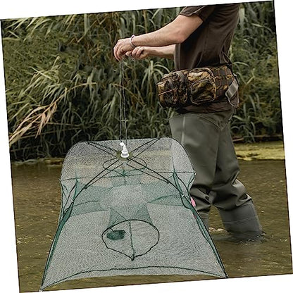 Fishing Net Portable and Foldable Umbrella Fishing Bait Net - Easy to Use Fishing Tool for Crayfish,Shrimp,Crab, Catfish - color: 4 Holes