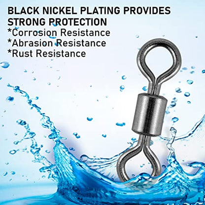 Alwonder 100-Pack Micro Swivels for Fly Fishing, Small Rolling Barrel Swivels Fly Fishing Tackles, High Strength Barrel Swivel Hook line Connector with Black Nickel Coating - size: #11-29LB-0.35IN-100PCS