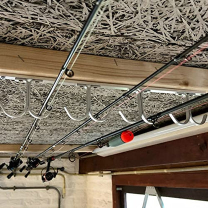 Fishing Rod Ceiling Rack Aluminum Alloy 8-Rod Fishing Pole Holder Organizer Storage for Garage & Cabin & Basement