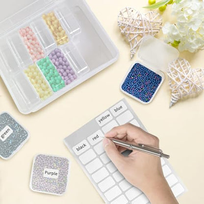 Guyuyii 15 Clear Plastic Bead Storage Containers with Hinged Lids & Labels | for Craft Supplies, Diamond Painting, Jewelry Making | Compatible with Beads, Earrings, Nail Art, Seeds, DIY Bracelet - size: 15 Pcs