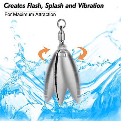 Alwonder 10 Pack Spinner Blades with Ball Bearing Swivels Tail Spinner Spinnerbait Lure Making Supplies Bass Lures Soft Lures - color: #3.5 Willow Blades, Silver, 10pcs