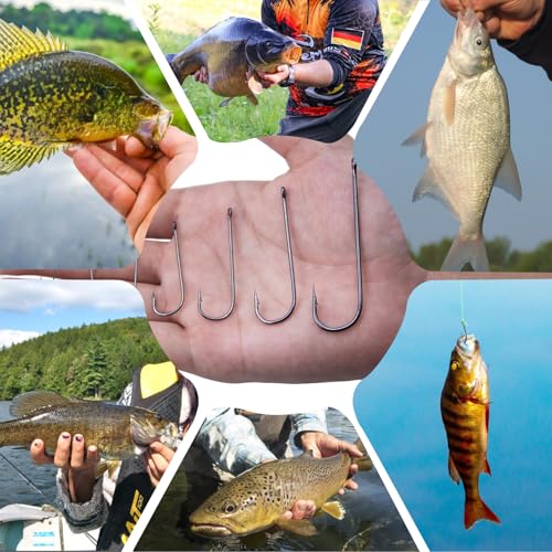 Aberdeen Fishing Hooks Set,150Pcs Crappie Panfish Hook Inline/Long Shank/Light Wire/Closed Eye for Sunfish Bass Freshwater - size: 8#~2/0_300pcs
