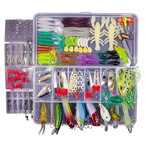 Fishing Lures Freshwater Bait Tackle kit.Tackle Box Including crankbaits topwater Lures,Jigs,Spoons and More Fishing Gear Set.Suitable for Bass Trout Salmon. - color: B234PCS