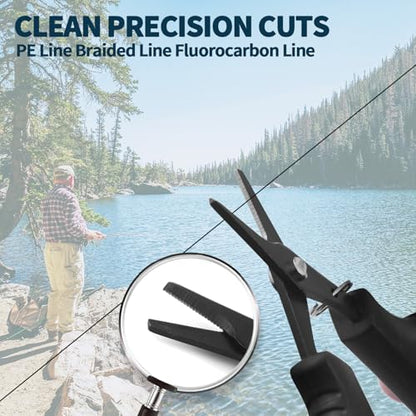2 PCS Fishing Scissors with Retractable Buckles, Fishing Line Cutter for Braided Line, Cutter Stainless Steel with Teflon Coated Fishing, Fishing Accessories Tools for Saltwater Freshwater