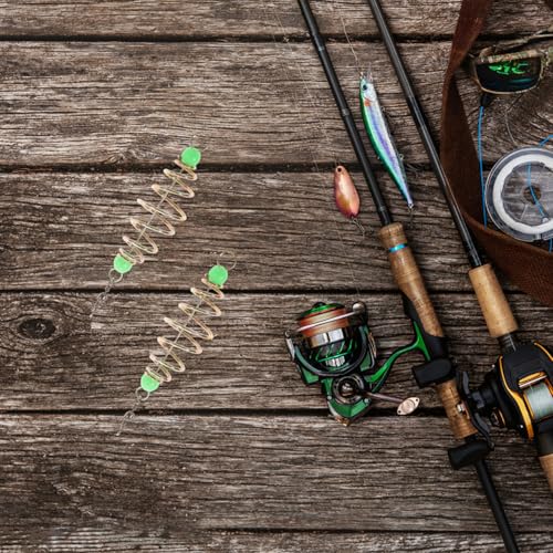 IMIKEYA 24pcs Spring Bait Fishing Feeder Cage Basket Holder, Carp Fishing Bait Trap, Luminous Hook Feeder for Saltwater and Freshwater