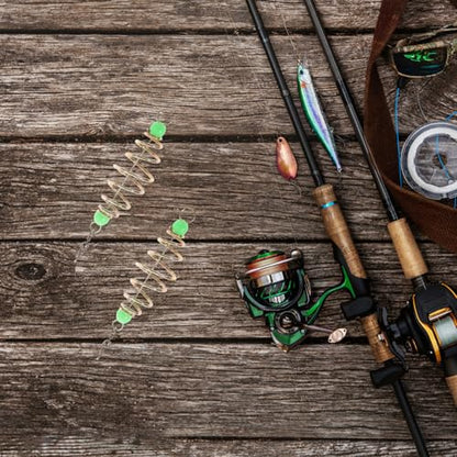 IMIKEYA 24pcs Spring Bait Fishing Feeder Cage Basket Holder, Carp Fishing Bait Trap, Luminous Hook Feeder for Saltwater and Freshwater