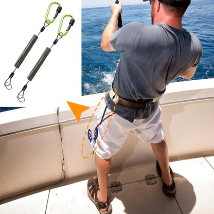 2 Pack Fishing Lanyard Steel Wire Coiled Lanyard Tool, 78.7 Inch Reinforced Version Retractable Fishing Coiled Lanyards with buckle hook for Fishing Lip Grips Pliers Fishing Rods Kayak Fish Tools