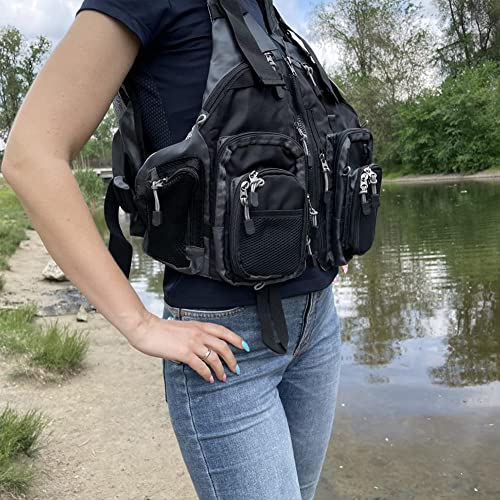 Raprance Fly Fishing Vest Backpack - Adjustable Lightweight and Quick-Dry, with 17 Pocketsfor Trout Bass Saltwate - color: Fv01-black