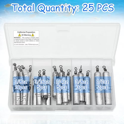 Fishing Weights Sinkers Kit, 25/30pcs Bass Casting Drop Shot Weights Lead Fishing Weights for Catfish Saltwater Freshwater Fishing - size: 25pcs