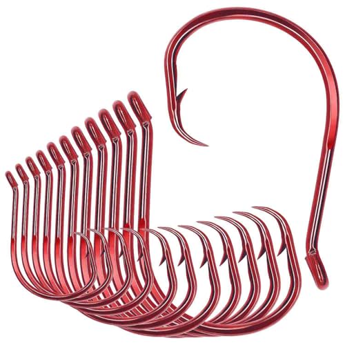 XFISHMAN Circle-Hooks-Fishing-Equipment-Octopus-Hooks-Saltwater-50 Pack #1 –12/0 - color: Red, size: 5/0 50-Pack