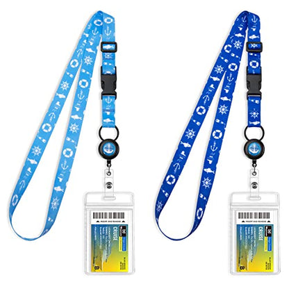 MNGARISTA Cruise Lanyards, Adjustable Lanyard with Retractable Reel, Waterproof ID Badge Holder for All Cruises Ships Key Cards, 2pack - color: Ocean Park