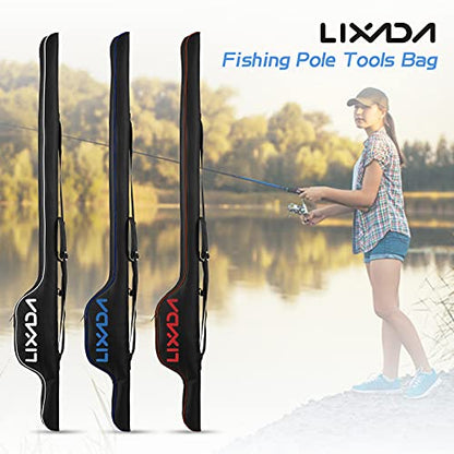 Lixada 63 Inch Fishing Rod Bag Portable Fishing Rod Reel Protective Case, Folding Fishing Pole Holder Cover Rod Tackle Organizer - color: Red