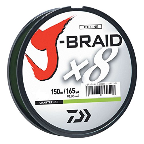 Daiwa J-Braid 150M 8-Strand Woven Round Braid Line - color: CHARTREUSE, size: 10 lb