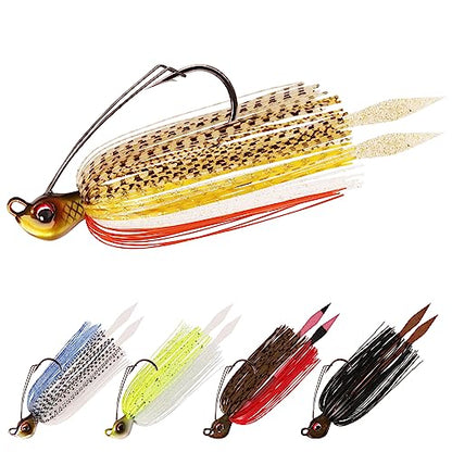 TRUSCEND Jigs Fishing Lures with Ultra Smooth Teflon Hook, Tour Grade Titanium Weed Guard Swim Jigs, Valuable Weedless Skirted Jig, Well-Made Lures for Crappie Bass Trout, Freshwater Fishing Gear - color: A1-3/8oz