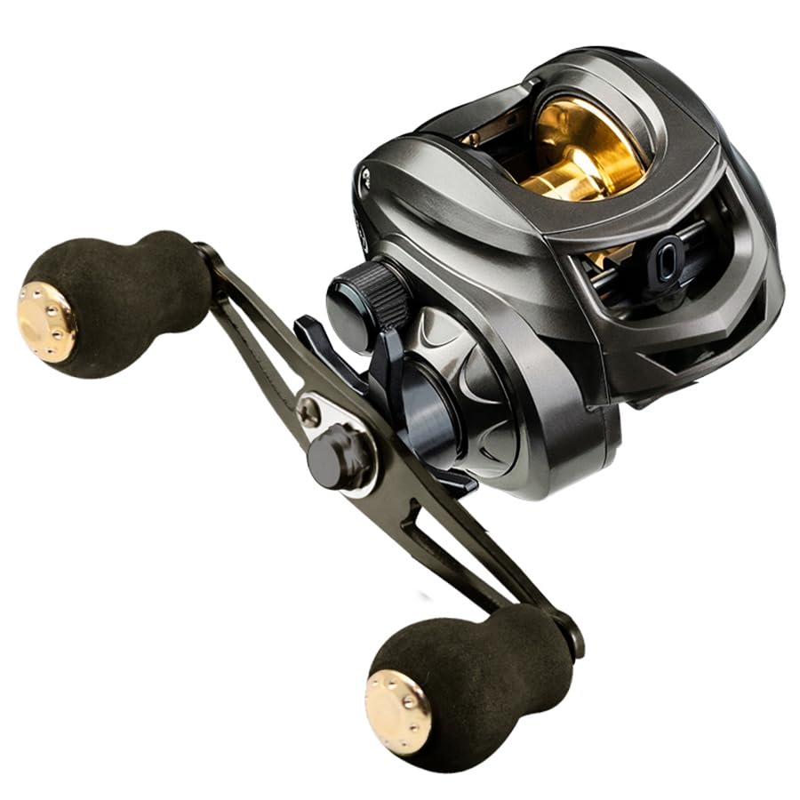 Rooblinos AK Baitcasting Fishing Reel Lightweight Aluminum Spool Fishing Reel 17.6Lbs Max Drag Magnetic Braking System 7.2:1 High-Speed Gear Ratio High Speed Saltwater Freshwater Baitcaster Reel