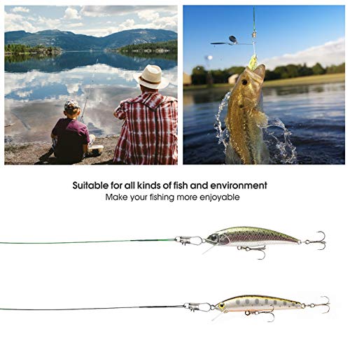 Stainless Steel Fishing Wire Leaders, Black Coated & Uncoated Options, Heavy Strength 31–100LB, 6–21in Multi Sizes with Rolling Swivels Snaps for Salt Fresh Water Shark Pike Barracuda - color: 6in- 20pcs（31LB)