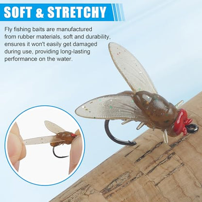 Bionic Fly Fishing Bait, 18/36pcs Fly Fishing Flies Lures Kit Trout Jigs Swimbait Dry Flies Trout Panfish Lures Freshwater Saltwater Flies Fly Fishing Hook Artificial Soft Bait - style: Brown-36pcs
