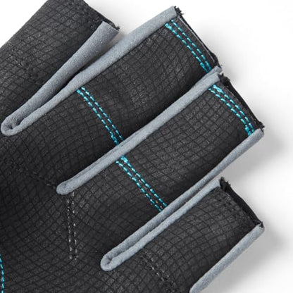 Gill Deckhand Sailing Gloves Short Finger with 3/4 Length Fingers - 50+ UV Sun Protection & Water Repellent - color: Black/BlueJay, size: X-Small
