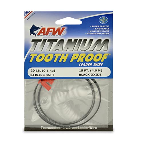 AFW Titanium Tooth Proof, Single Strand Leader Wire - size: 20 lb / .012"