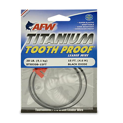AFW Titanium Tooth Proof, Single Strand Leader Wire - size: 20 lb / .012"