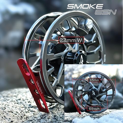 MAVRK USA Fly Fishing Reel | Large Arbor Closed Cage & Micro Reels | Euro Nymph & Floating Line | Ultra Lightweight, High Capacity, CNC Machined, Smooth Drag System - style: Smoke Euro Nymph/Floating 4/7
