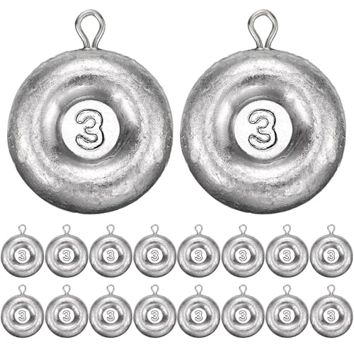Shimeyao 18 Pieces Disc Sinkers Fishing Weights No Roll Disc Fishing Sinkers Weights for Saltwater Trolling Surf Tackle - size: 3oz