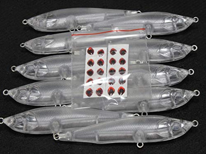 10 Blank Unpainted Minnow Crankbait Topwater Lipless Jerkbait Fishing Lures V3 - color: UPM708P10
