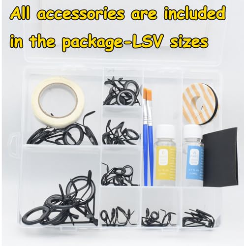 40PCS LSV Saltwater Fishing Surf Spinning Double Feet Rod Stainless Steel Guides Repair Kit