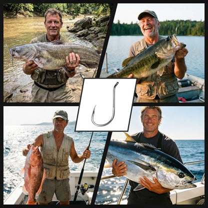 Octopus Fishing Hooks 50/100 Pcs,Offset Beak Circle Hooks for Fish Hooks Saltwater Freshwater, High Carbon Steel Hook for Rigs Catfish, Bass Tuna, Walleye, Trout Size 10-8/0 - size: #8/0_50pcs