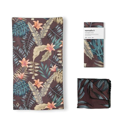 Nomadix Ultralight Towel - Quick Dry & Super Lightweight - Perfect As A Pack Towel to Save On Space - Made with Recycled Materials - Palms Night - 30x54 - color: Palms Night