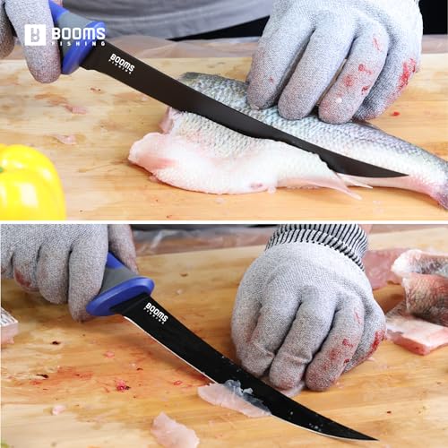 Booms Fishing Gear and Equiment: 9pcs Fishing Tool kit - 7" Fillet Knife, 9" Needle Nose Pliers, Digital Fish Scale with Gripper, Dehooker, Scissors, Towel, Retractor and 2 lanyard for Saltwater, XT05