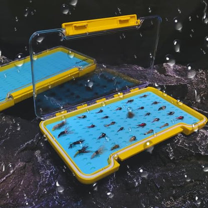Aventik Silicone Fly Boxes Super Slim Waterproof Best Pocket Sizes Fly Fishing Storage 7.36"X4.02"X0.63"/5.39"X3.74" X0.63'' (2PC-G048LT blue silicone:7.36"X4.02"X0.63") - style: 2PC-G048LT blue silicone:7.36"X4.02"X0.63"