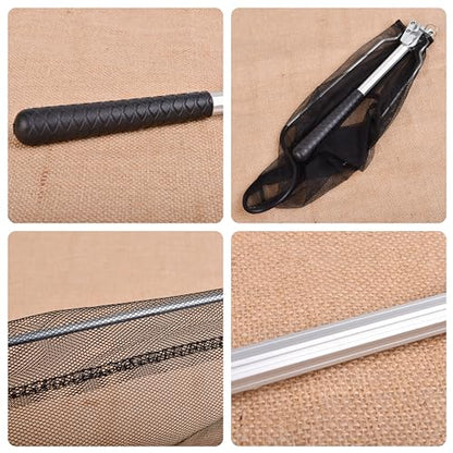 Aluminum Triangle Mini Fly Fishing Landing Net - Foldable Hand Fishing Net with Ergonomic Handle for Anglers