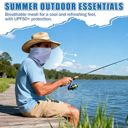 Geyoga 3 Pcs Cooling Neck Gaiter for Men Women Breathable Mesh UV Protection Summer Neck Cover with Mesh Hole Strap Neck Wrap - color: White, Light Gray, Haze Blue