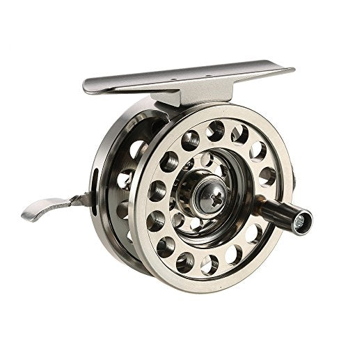 Fly Fishing Reel, Aluminum Alloy Smooth Ice Fishing Reels for Right Handed, High-Strength Drag System, with Stainless Steel Screw