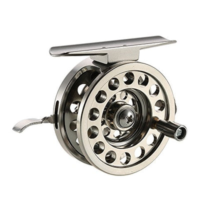 Fly Fishing Reel, Aluminum Alloy Smooth Ice Fishing Reels for Right Handed, High-Strength Drag System, with Stainless Steel Screw