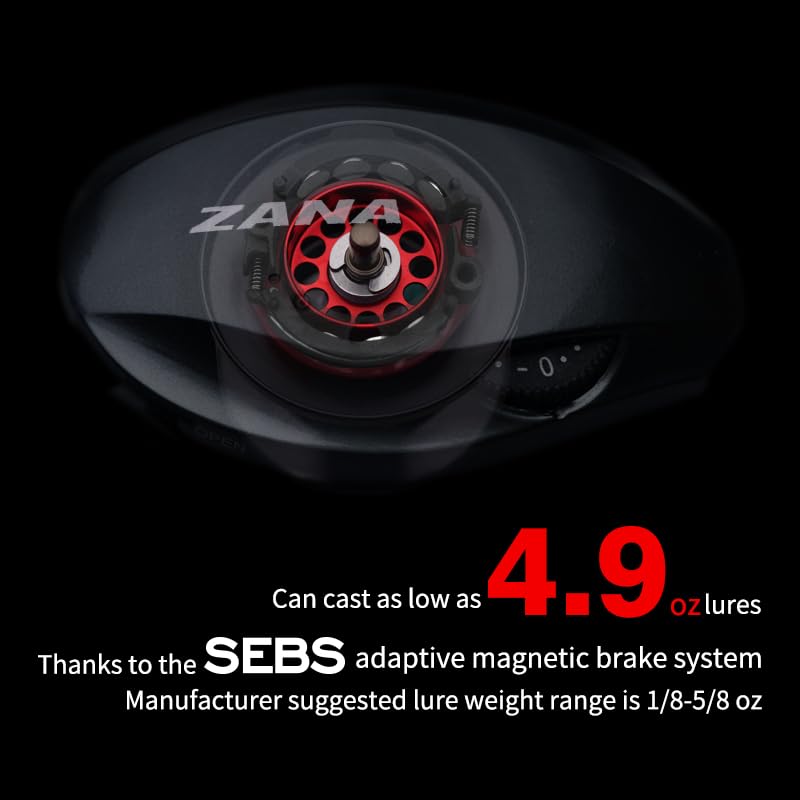 PURELURE Zana MAX Baitcasting Reel, SV+DC Dual Brake System Fishing Reel with Extra DC Side Cover+DC Spool, 7.3 Gear Ratio 22LB Drag Anti-Backlash Aluminum Frame Baitcaster Reels for Bass Pike - size: ZANA-13LB, style: Left Hand