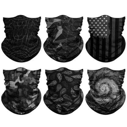 Neck Gaiter for Men Women Headwear Bandana Head Wrap Face Scarf Mask Cover Warmer Balaclava-Seamless & Versatile - color: A-6pcs-black Style 2