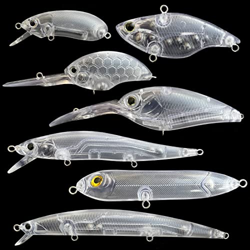 20PCS Lure Blanks Unpainted Fishing Lures, Crankbait Kit With 3D Eyes for Walleye Trout Bass Fishing, Topwater Hard Lures