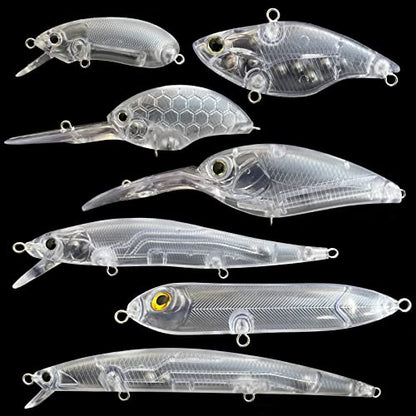 20PCS Lure Blanks Unpainted Fishing Lures, Crankbait Kit With 3D Eyes for Walleye Trout Bass Fishing, Topwater Hard Lures